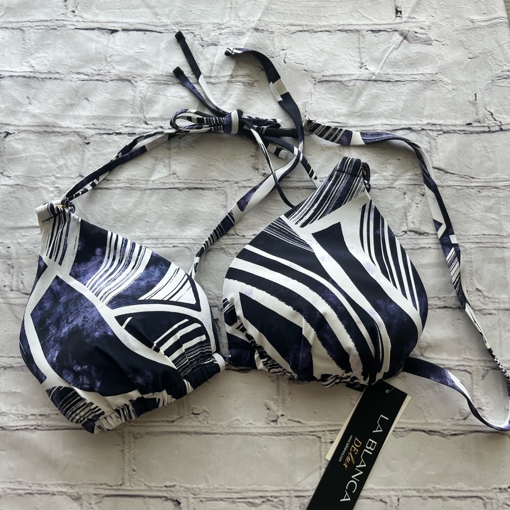 La Blanca Black, Blue and  White Bikini Swimwear top
